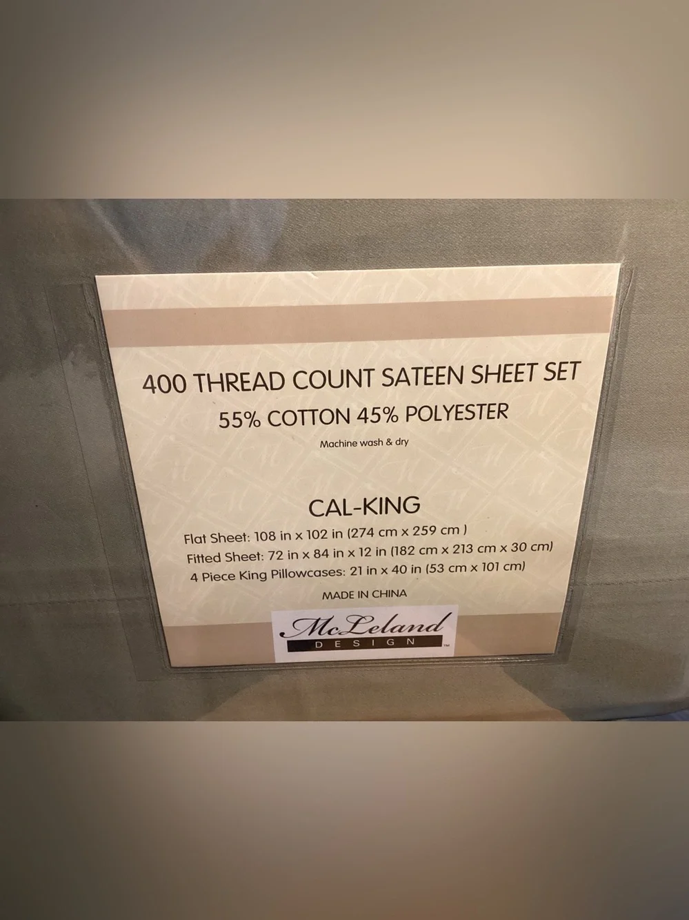 SHEET SET CALI-KING NEW: 400 Thread Count Sateen Cal-King - Sage